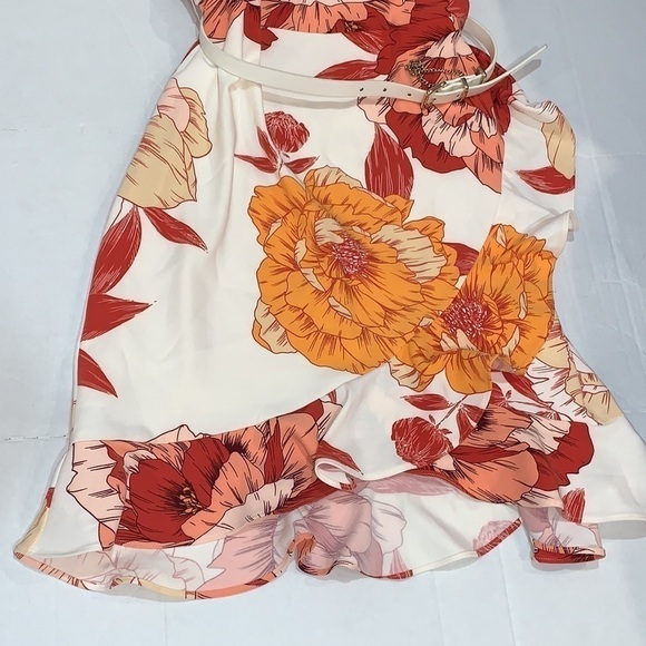 GUESS Juleah Mini Floral Dress in Radiant Poppy Print Ivory size 8 - Picture 5 of 16